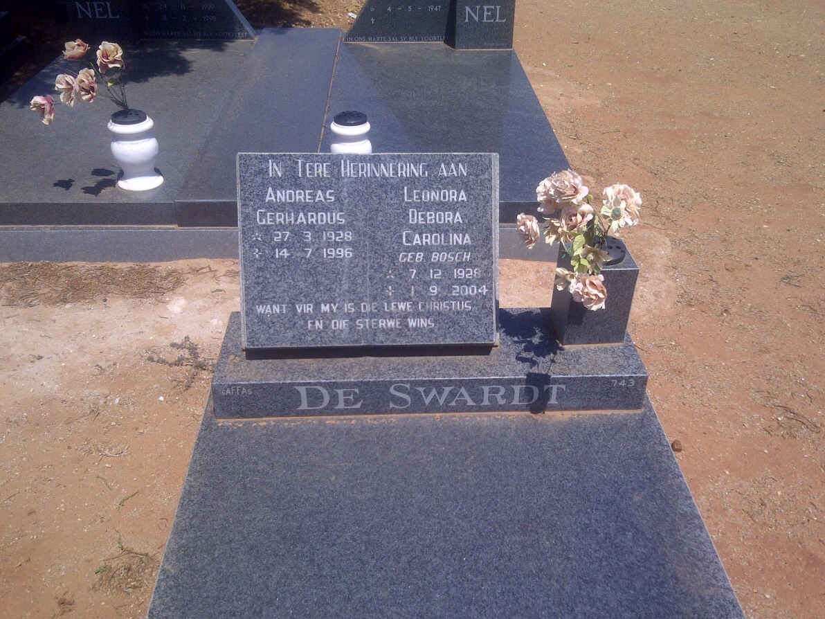 SWARDT Andreas Gerhardus, de 1928-1996 &amp; Leonora Debora Carolina BOSCH 1928-2004