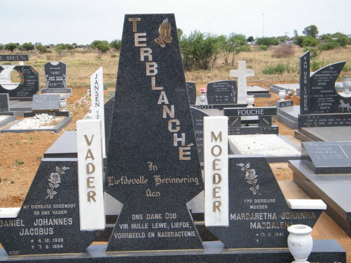 TERBLANCHÉ Daniël Johannes Jacobus 1938-1994 &amp; Margaretha Johanna Magdalena 1941-