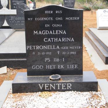 VENTER Magdalena Catharina Petronella nee MEYER 1912-1985