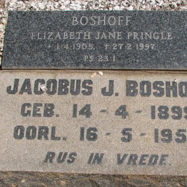 BOSHOFF Jacobus J. 1899-1952 &amp; Elizabeth Jane Pringle 1905-1997