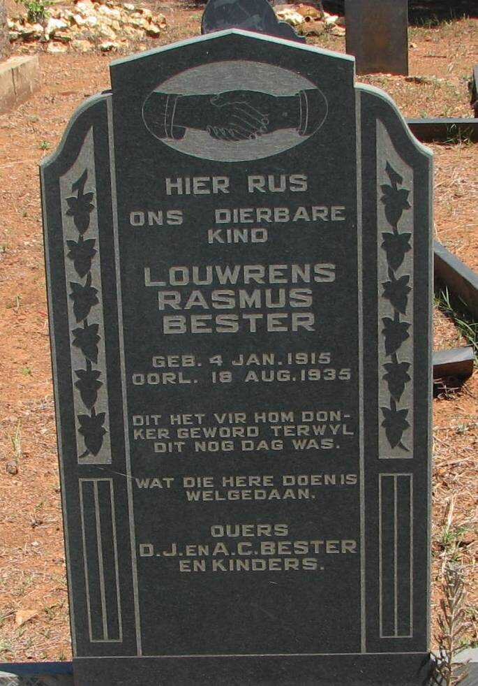 BESTER Louwrens Rasmus 1915-1935