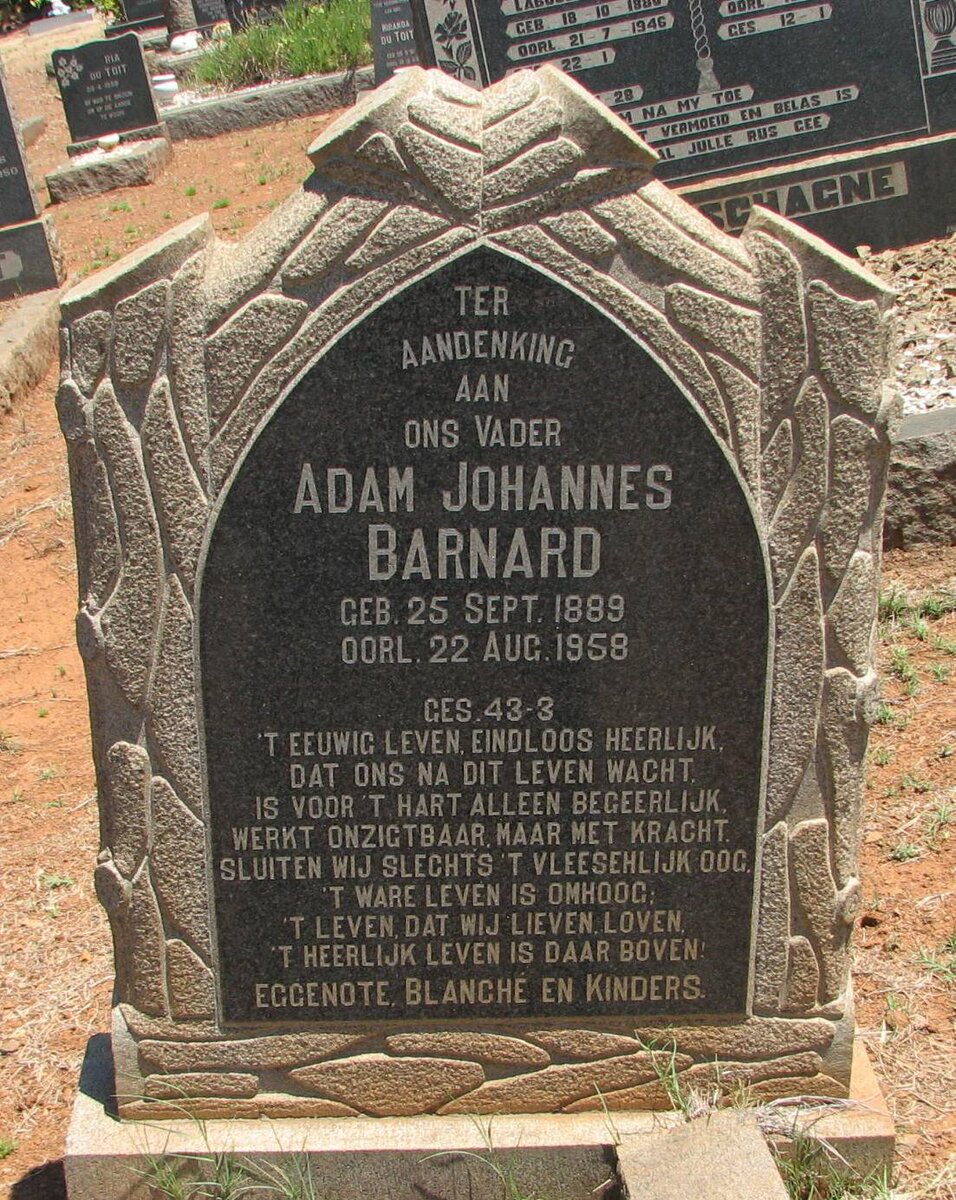 BARNARD Adam Johannes 1889-1958