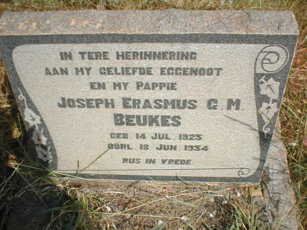 BEUKES Joseph Erasmus G.M. 1925-1954