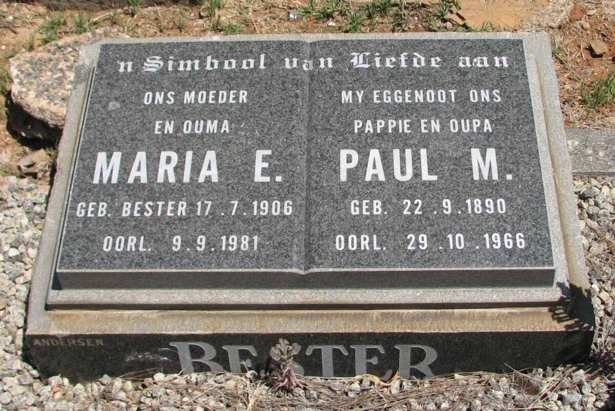 BESTER Paul M. 1890-1966 &amp; Maria E. BESTER 1906-1981