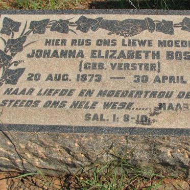 BOSMAN Johanna Elizabeth nee VERSTER 1873-1916