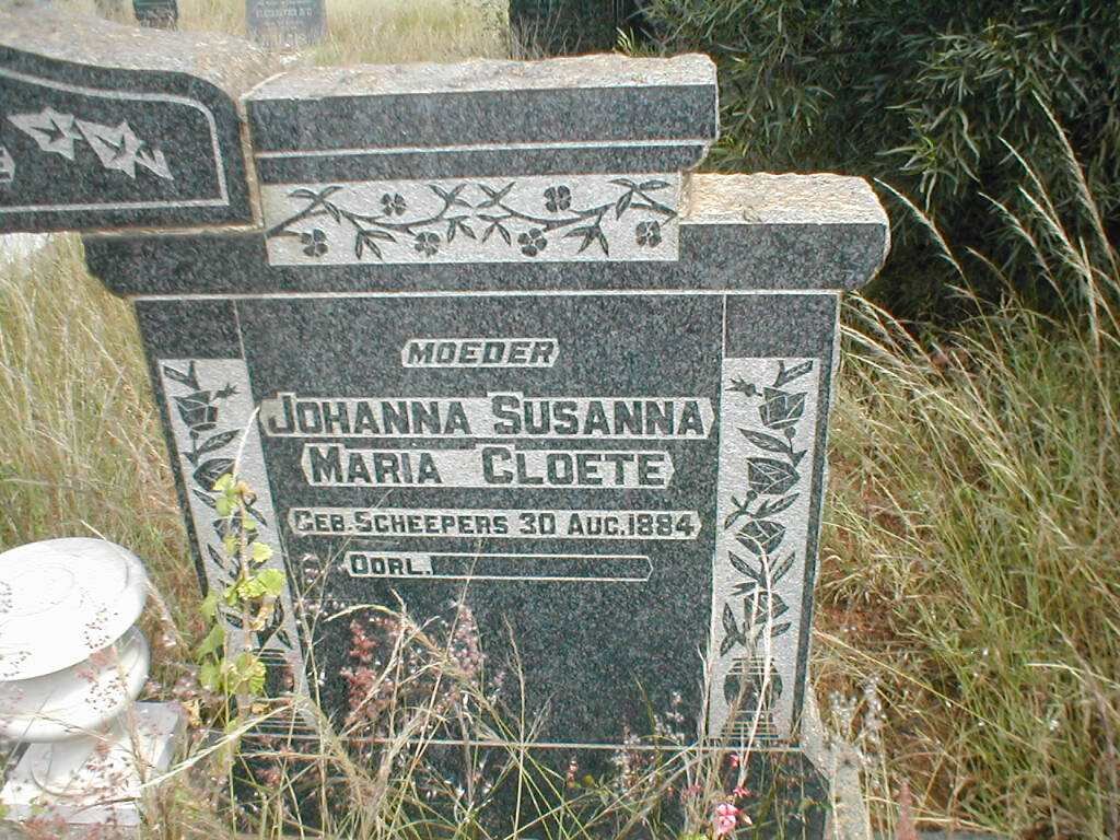 CLOETE Johanna Susanna Maria nee SCHEEPERS 1884-?