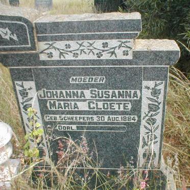 CLOETE Johanna Susanna Maria nee SCHEEPERS 1884-?