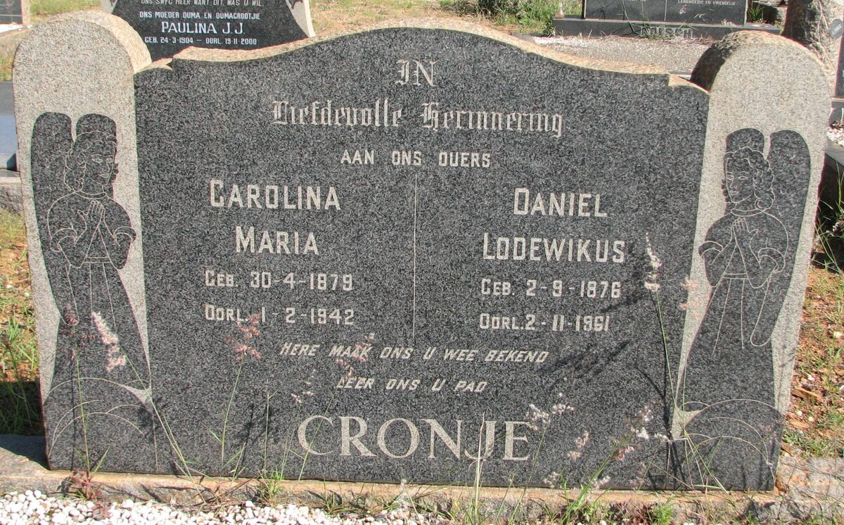 CRONJE Daniel Lodewikus 1876-1961 &amp; Carolina Maria 1879-1942