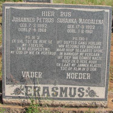 ERASMUS Johannes Petrus 1892-1968 &amp; Susanna Magdalena 1902-1961