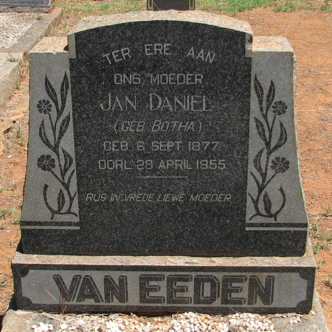 EEDEN Jan Daniel, van nee BOTHA 1877-1955