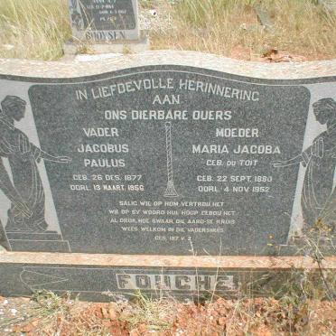 FOUCHE Jacobus Paulus 1877-1956 &amp; Maria Jacoba DU TOIT 1880-1952