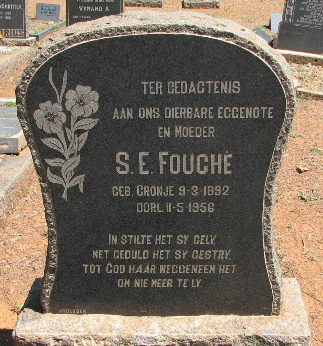 FOUCHÉ S.E. nee CRONJE 1892-1956