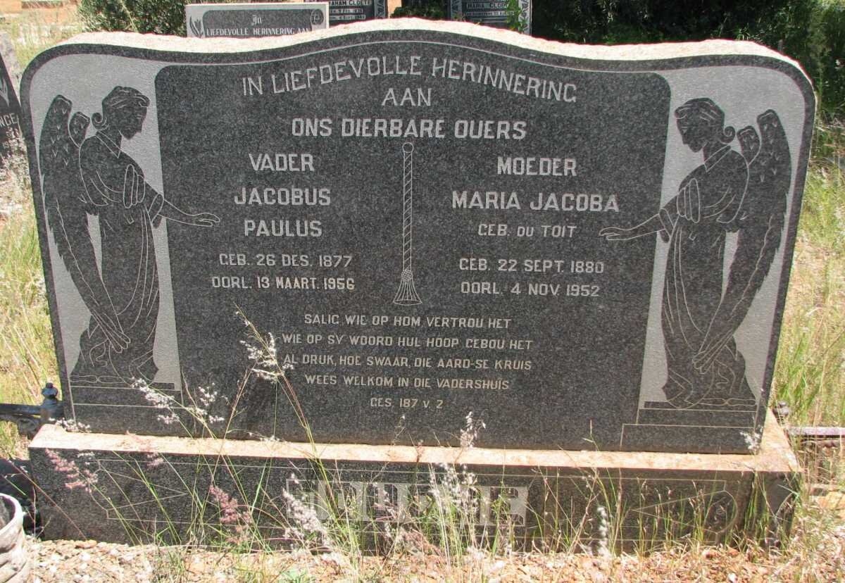 FOURIE Jacobus Paulus 1877-1956 &amp; Maria Jacoba DU TOIT 1880-1952