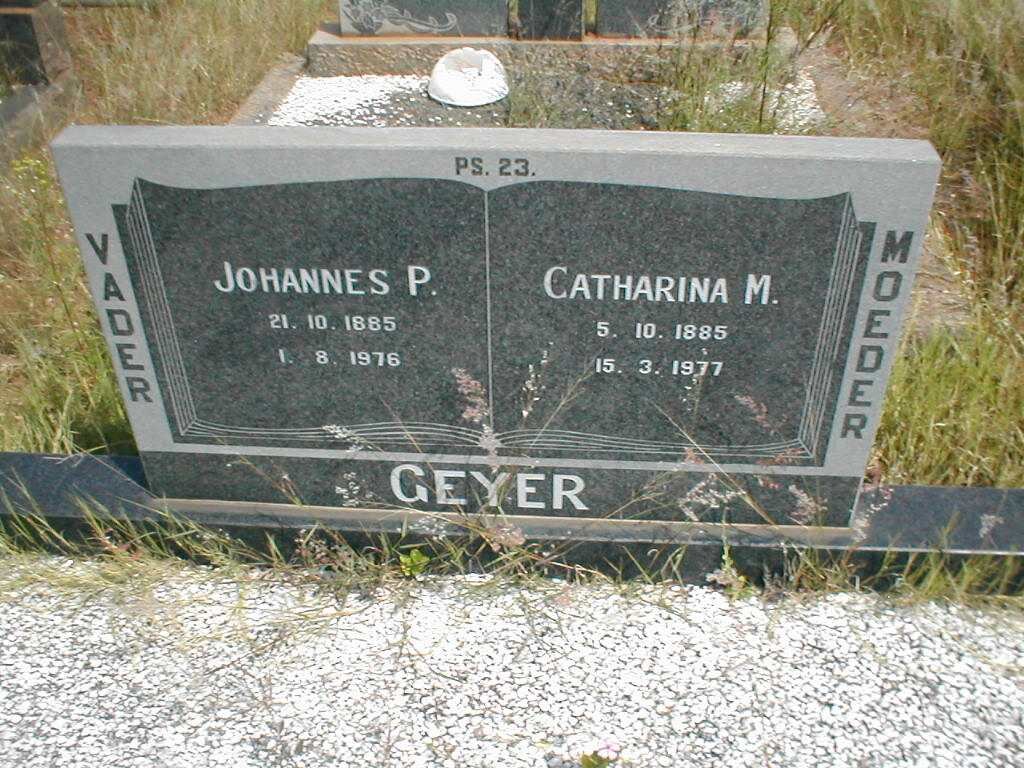 GEYER Johannes P. 1885-1976 &amp; Catharina M. 1885-1977