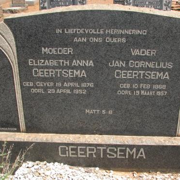 GEERTSEMA Jan Cornelius 1868-1957 &amp; Elizabeth Anna 1876-1952