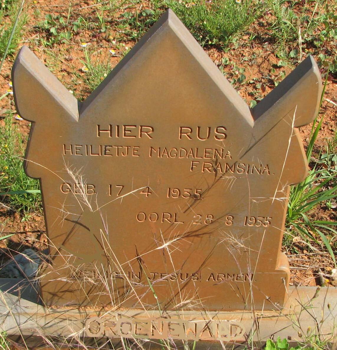 GROENEWALD Heilietje Magdalena Fransina 1935-1935
