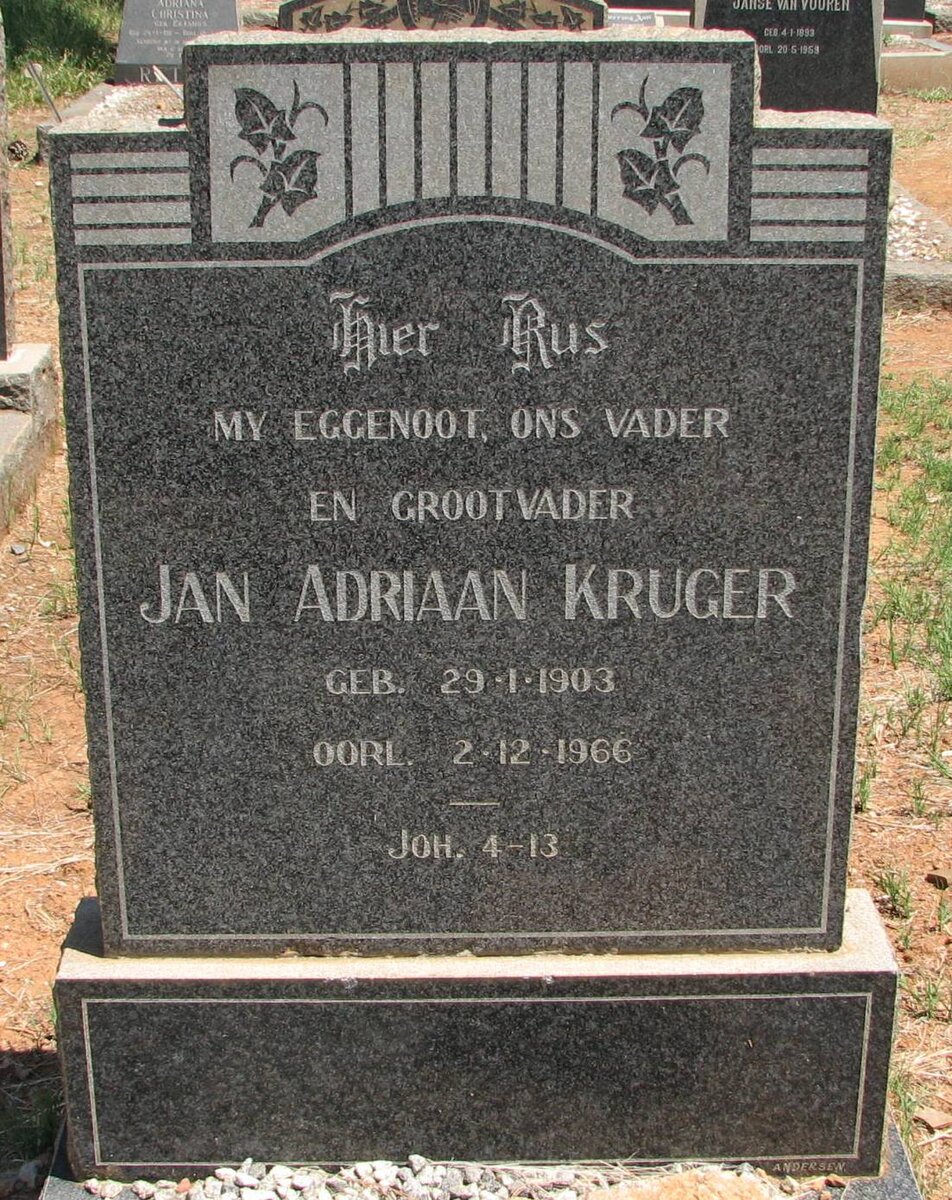 KRUGER Jan Adriaan 1903-1966
