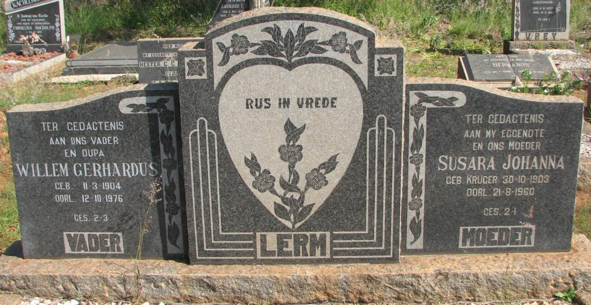 LERM Willem Gerhardus 1904-1976 &amp; Susara Johanna KRUGER 1903-1960