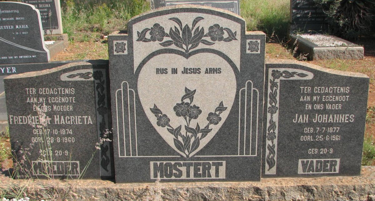MOSTERT Jan Johannes 1877-1961 &amp; Fredrieka Magrieta 1874-1960