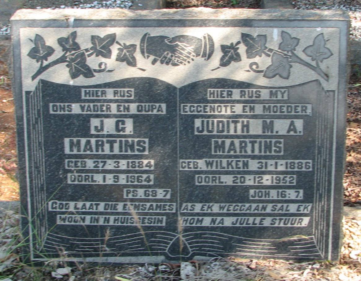 MARTINS J.G. 1884-1964 &amp; Judith M.A. WILKEN 1886-1952