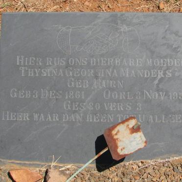 MANDERS Thysina Georgina nee HURN 1861-1954