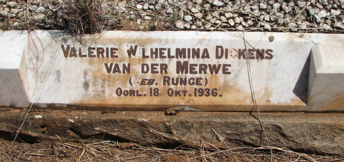 MERWE Valerie Wilhelmina Dickens, van der nee RUNGE -1936 