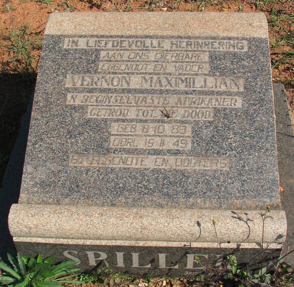 SPILLER Vernon Maximillian 1889-1949