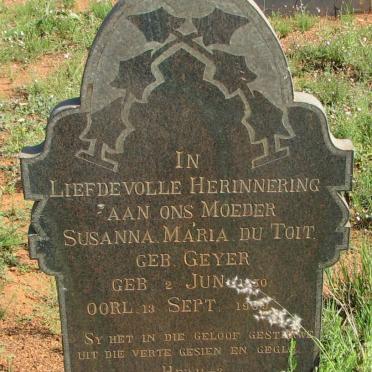 TOIT Susanna Maria, du nee GEYER 1850-1939