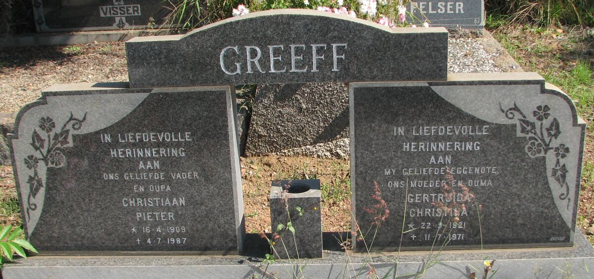 GREEFF Christiaan Pieter 1909-1987 &amp; Getruida Christina 1921-1971