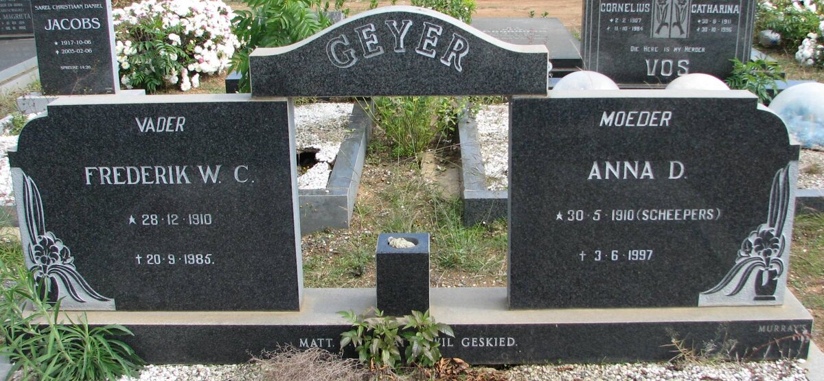 GEYER Frederik W.C. 1910-1985 &amp; Anna D. SCHEEPERS 1910-1997