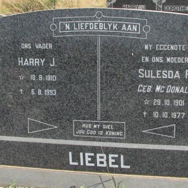 LIEBEL Harry J. 1910-1993 &amp; Sulesda P. nee McDONALD 1901-1977