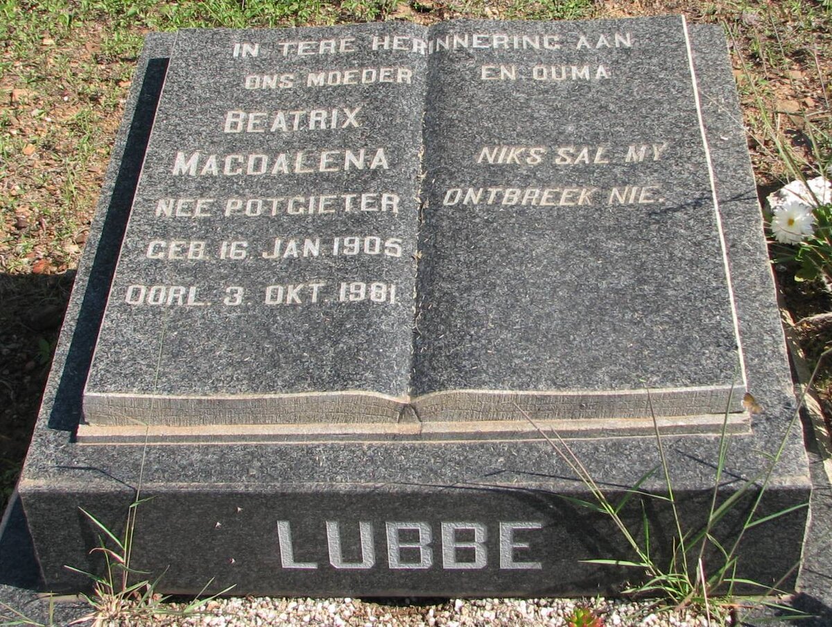 LUBBE Beatrix Magdalena nee POTGIETER 1905-1981