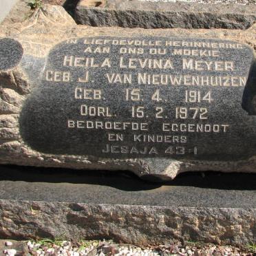 MEYER Heila Levina J. nee van NIEUWENHUIZEN 1914-1972