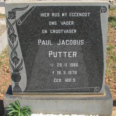 PUTTER Paul Jacobus 1886-1978