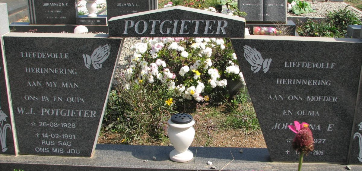 POTGIETER W.J. 1928-1991 &amp; Johanna E 1927-2005