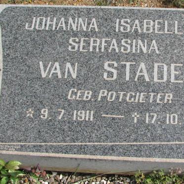 STADEN Johanna Isabella Serfasina, van nee POTGIETER 1911-1984