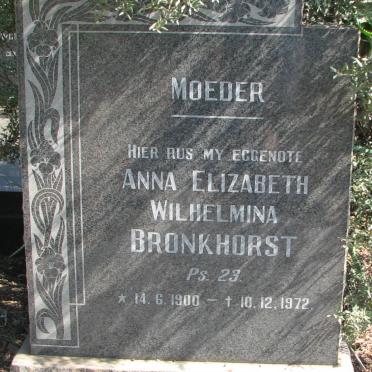 BRONKHORST Anna Elizabeth Wilhelmina 1900-1972