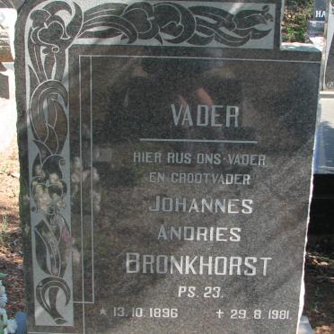 BRONKHORST Johannes Andries 1896-1981