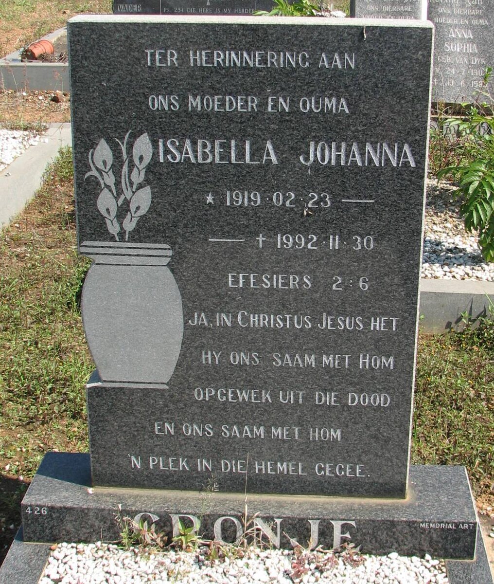CRONJE Isabella Johanna 1919-1992