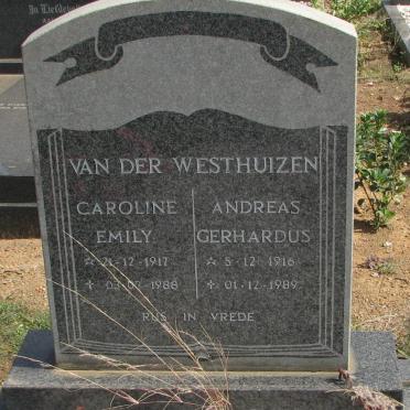 WESTHUIZEN Andreas Gerhardus, van der 1916-1989 &amp; Caroline Emily 1917-1988