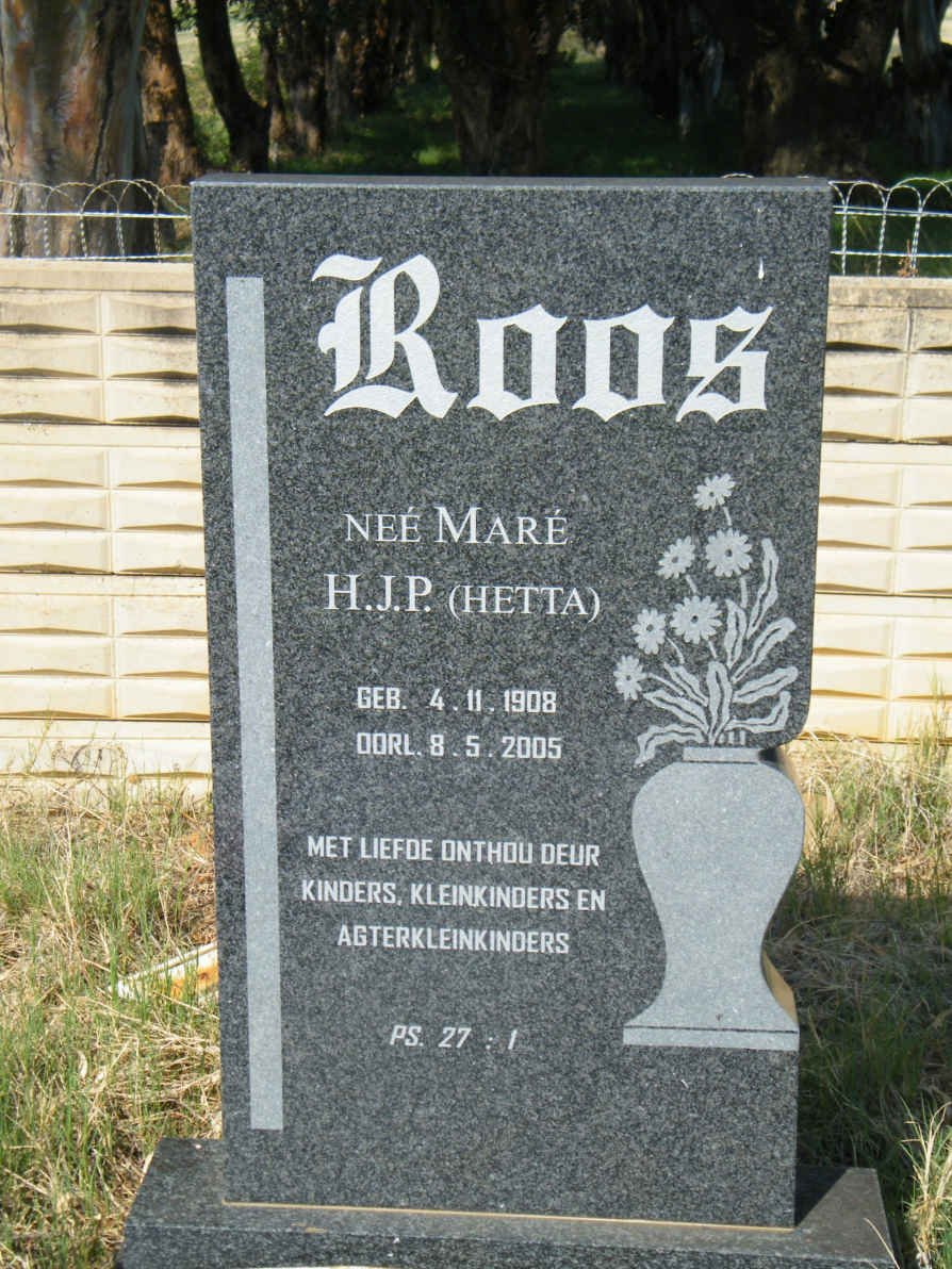 ROOS H.J.P. nee MARÉ 1908-2005