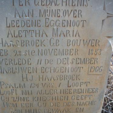 HAASBROEK Alettha Maria nee BOUWER 1853-1906