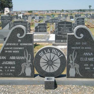 HUNT Jan Abraham Jacobus, de la 1912-1972 &amp; Anna Elizabeth 1915-1981g