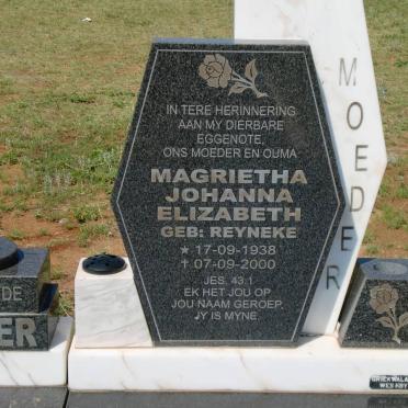 KRUGER Margrietha Johanna Elizabeth nee REYNEKE 1938-2000
