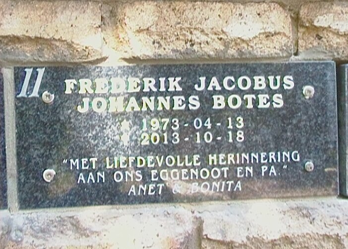 BOTES Frederik Jacobus Johannes 1973-2013