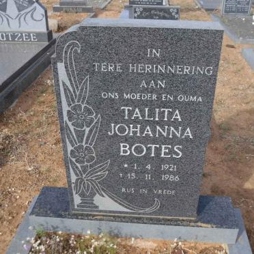 BOTES Talita Johanna 1921-1986