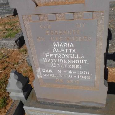 BEZUIDENHOUT Maria Aletta Petronella nee COETZEE 1901-1948