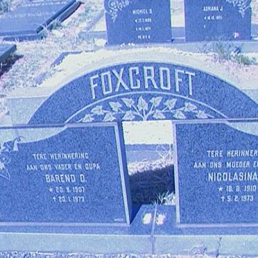 FOXCROFT Barend D. 1907-1973 &amp; Nicolasina P. 1910-1973