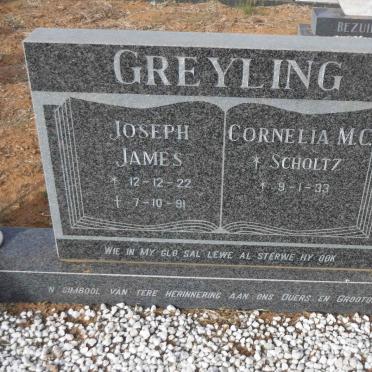 GREYLING Joseph James 1922-1991 &amp; Cornelia M.C. SCHOLTZ 1933-