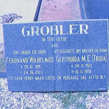 GROBLER Ferdinand Wilhelmus 1919-2003 &amp; Gertruida M.C. 1923-1996